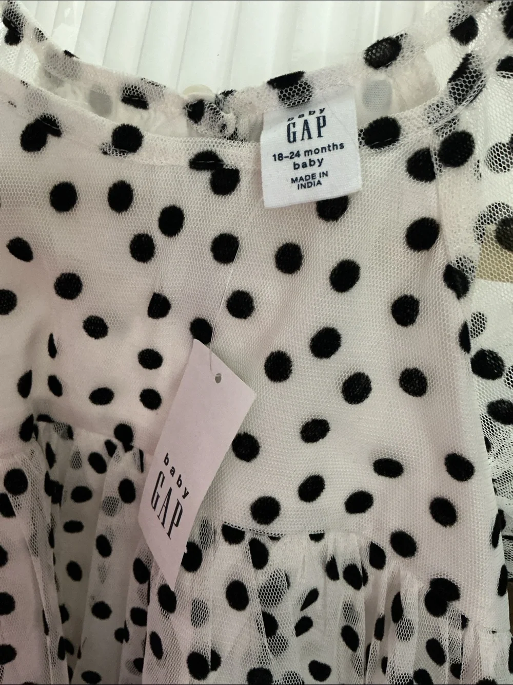 Baby GAP Polka Dot Tulle Dress in White and Black. NWT